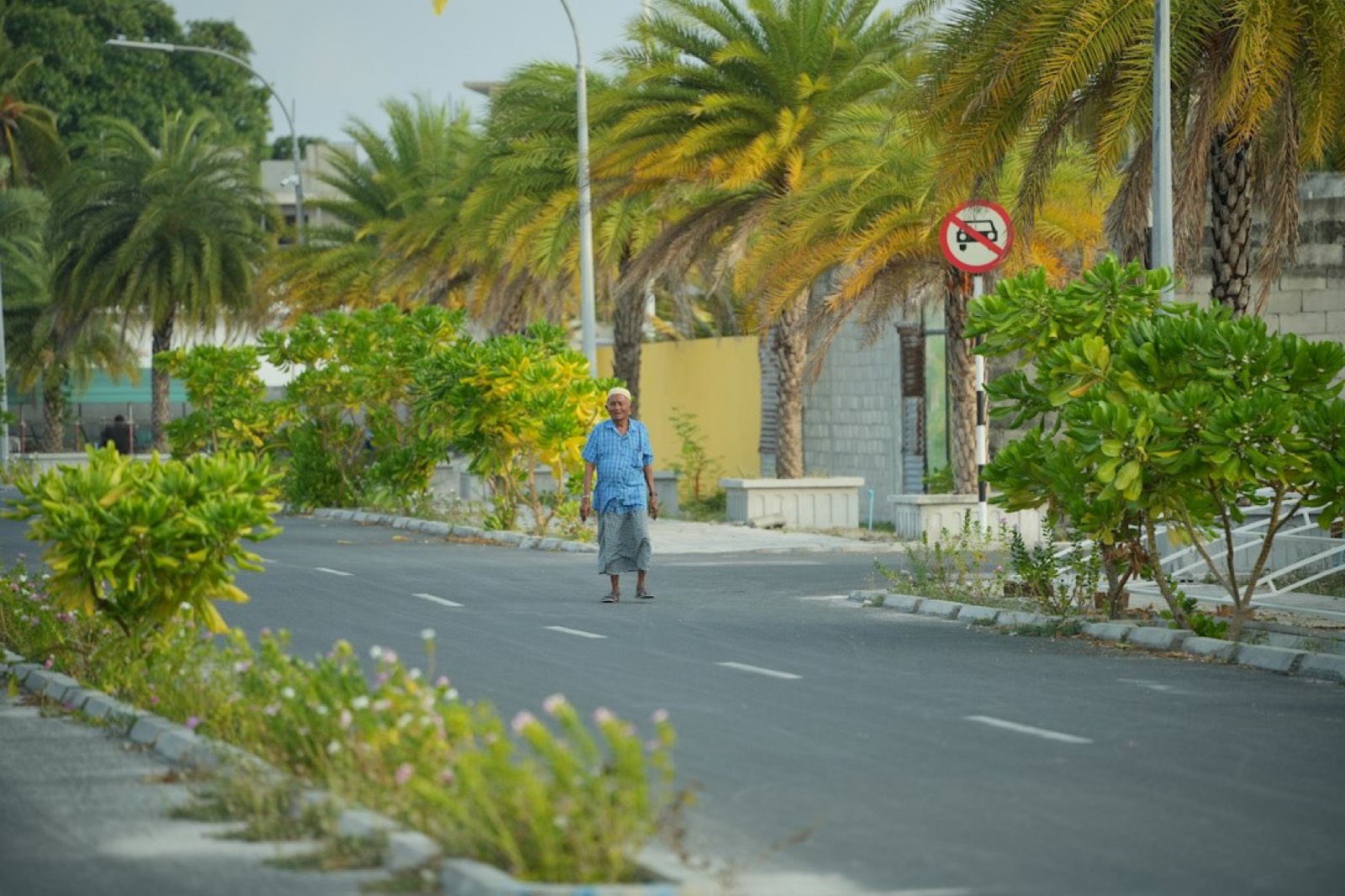 Route côtière d'une île tropicale empruntée pour la livraison de colis